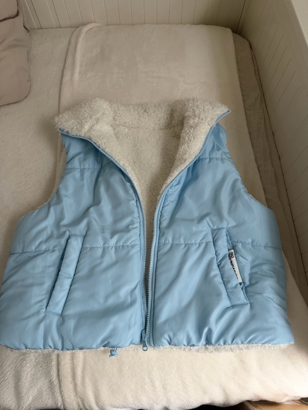 No Boundaries Light Blue Sherpa-Lined Kids Puffer Vest